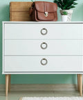 Five Pack Cabinet Pulls For Drawers And Wardrobe Doors Modern Zinc Alloy Knob Handles on white dresser with decor items on top