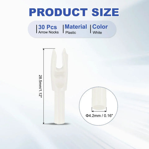 Beefy 4.2mm Arrow Nocks 30 Pack White Insert Nocks Replacement For Hunting And Target Archery product size details