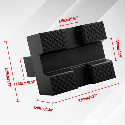 Universal Scissor Jack Pads Rubber Pinch Weld Saddle Protector For Two Ton Jacks with dimensions labeled in centimeters