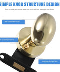 Sleek Concealed Door Handle Featuring Smooth As Butter Swing Dead Nuts Secure Integrated Deadbolt Lock Brushed Stainless Steel Finish For Bedroom Use. Close-up of gold knob design showing simple installation features.