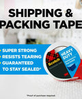 Heavy Duty Shipping Packing Tape With Dispenser Clear 1.88 Inch Wide By 38.2 Yard Roll Industrial Strength Adhesive image
