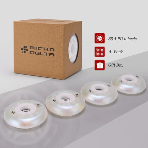 Lit Up Inline Skate Wheels 76Mm 80Mm 90A Pearl Luminescent Roller Blade Wheels For Indoor Outdoor Use 4 Pack LED Motion Powered Night Visibility Glow with gift box.
