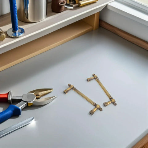 Vintage Zinc Alloy Cabinet Pulls And Drawer Handles Two Pack Solid Metal Retro Heavy Duty Door Hardware With 96mm Hole Spacing