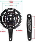 Beefy Three Piece 9 Speed Crankset With 44T 32T 22T Chainrings, 170mm Crank Arms, 104 BCD Square Taper, MTB Ready, Fits Shimano