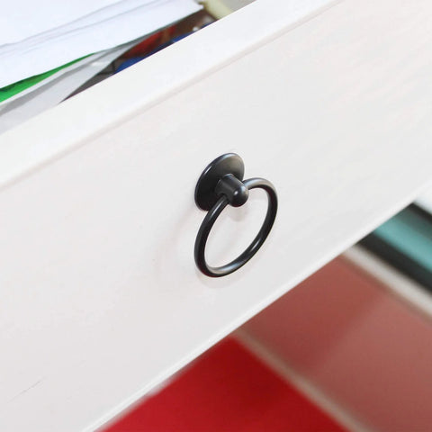 Black Metal Kitchen Cabinet Handles And Ring Pulls For Cabinets And Drawers Single Hole Installation Knobs With Screws