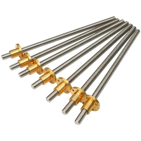 T12 Threaded Trapezoidal Lead Screw 12mm Diameter, 4mm Lead And 2mm Pitch, Stainless Steel With Copper Nut For 3D Printers And Linear Motion Tables, Lengths From 100mm To 1000mm, Durable DIY Motor Screw, stainless steel threaded rods with copper nuts