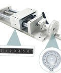 Rock Solid SFU1605 Ball Screw Nut With Manual Hand Wheel Linear Guide Rail And 700 Millimeter Stroke Slide Table For Cnc Router Engraving Setup, showing precision measurement scale and manual wheel.