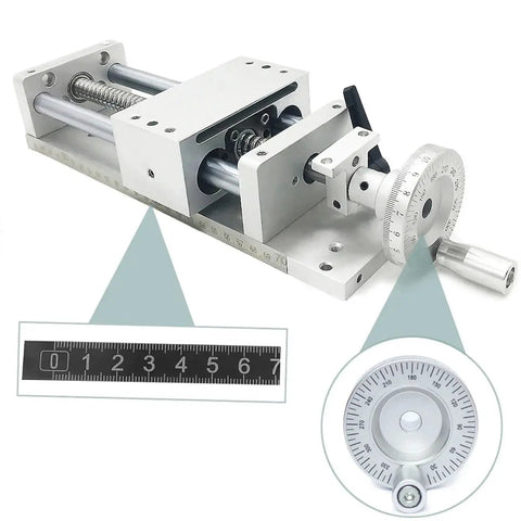 Rock Solid SFU1605 Ball Screw Nut With Manual Hand Wheel Linear Guide Rail And 700 Millimeter Stroke Slide Table For Cnc Router Engraving Setup, showing precision measurement scale and manual wheel.