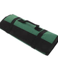 Heavy Duty Portable Chef Knife Roll Bag With Large Capacity And Tear Resistant Fabric, green fabric, black straps, roll-up design