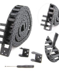 1 Meter Long Drag Chain Cable Carrier Open Type 10x20mm R18 for 3D Printers and CNC Machines with End Connectors and Screwdriver