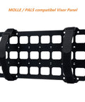 Rigid MOLLE Panel For Car Visor Organizer And EDC Pouch Holster with slots and straps, ABS matte panel, universal sun visor mount