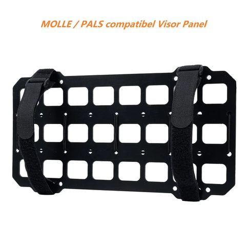 Rigid MOLLE Panel For Car Visor Organizer And EDC Pouch Holster with slots and straps, ABS matte panel, universal sun visor mount