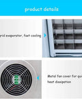 Portable Countertop Ice Maker Dropping Fresh Cubes Fast with a Clear Viewing Window showing 24 grid evaporator and fan cover.