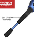 Close-up of split-grip EVA handle on Slingshot Spincast Reel And Rod Combo For Grab And Go Anglers, 5 Foot 6 Inch Two Piece Fiberglass Rod