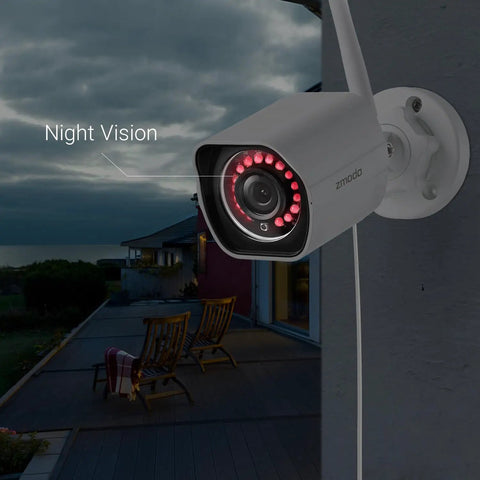 Outdoor Wireless Security Camera System 2 Pack 1080p Full HD Night Vision WiFi IP Cameras For Home mounted at night