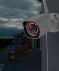 Mounted camera showcasing night vision capability from 1080p Full HD Outdoor Wireless Security Camera System 4 Pack Indoor Outdoor WiFi IP Cameras With Night Vision Plug In Alexa Compatible Smart Home Ready Easy Setup For Remote Viewing.