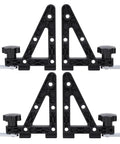 Heavy Duty T Slot Load Stops Lock Your Rig Down Tight On Truck Bed Bars, pack of 4 black aluminum cargo stabilizers.
