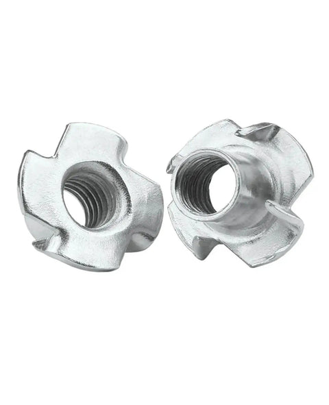 Four Claw T Nut Set For Woodworking M10 X 13 Zinc Plated Blind Pronged Insert Tee Furniture Hardware