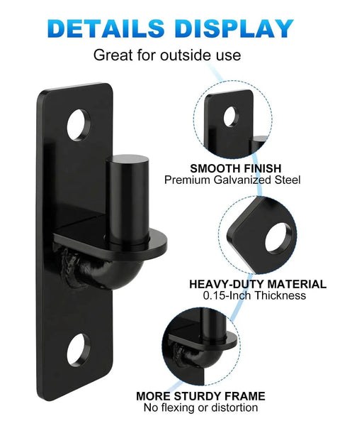 Beefy Heavy Duty Wall Mount Gate Hinges Two Pack For Farm And Chain Link Gates With Five Eighth Inch Pin, black finish