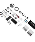 Aircraft Turbofan Engine Model Kit in Aluminum And Zinc Alloy 1 To 12 Scale parts laid out for assembly.