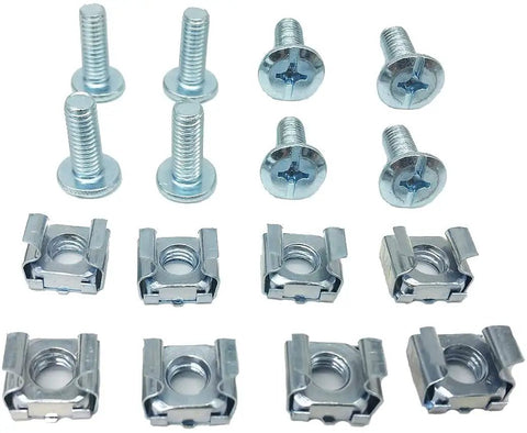 Set of mounting screws and M6 cage nuts for 2 Pack 1U 19 Inch Cable Manager Horizontal Rack Mount With 24 Slot Metal Finger Duct Wire Organizer.