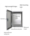 Rugged Stainless Steel Electrical Junction Box For Outdoor Use Wall Mounted Enclosure With Lockable Front Panel And Mounting Plate Heavy Duty Weatherproof Project Box With Moisture And Dust Protection, open view