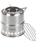 Stainless Steel Wood Burning Camping Stove Portable For Backpacking And Outdoor Cooking With Grill Grid And Carry Bag Ultra Lightweight Quick Setup