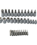 34-Piece Socket Set With Male Female And E-Security Bits Chrome Vanadium Steel Drive Tool Kit For T10 To T60 And E4 To E20