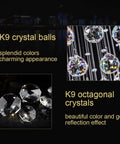 K9 crystal balls and octagonal crystals detail from Six Light Crystal Chandelier Flush Mount Raindrop Ceiling Light With Large Ball Shape Design