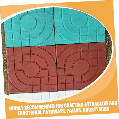 Red and green concrete pavers from DIY Concrete Molding Kit With 2 Piece Paver Molds For Patio Garden Pathway Cement Molds