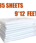 35 Pieces Plastic Drop Cloth Set Waterproof Dust Proof Mess Free For Painting Projects 9x12 Feet Tarp Cover stack
