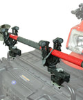 FlexGrip Pro Mounting Rack for gun, bow, ice augers and tools on ATV displaying secure, rock-solid stability installation.