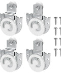 Sliding Closet Door Hardware Set 4 Pack Includes All Necessary Rollers Knobs Screws And Adjustable Hooks For Two Wood Doors Durable Galvanized Steel Construction With Round Recess Finger Pulls And Dual Floor Guide For Smooth Operation