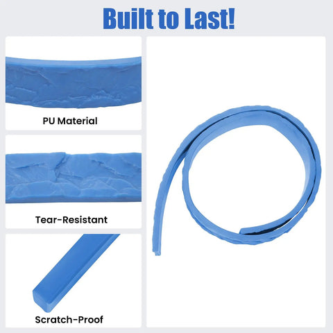 Concrete Texture Edge Form for Pools and Cabinets, 90.55 Inch by 2.75 Inch Blue PU Mold, seamless stamping, high temperature molding