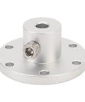 Smooth Operator 8mm Flange Shaft Coupling With Universal Aluminum Mounting Hub And Precision Motor Guide For DIY RC Projects, silver aluminum component with hex screw clamp.