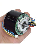 Cool 12V Brushless Motor With Big Neodymium Mag For Industrial Or DIY Work held in hand, showing wiring and sealed build.