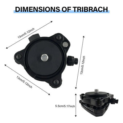 Tribrach With Optical Plummet And Fixed Adapter Leveling Base Five Eighths Inch Eleven Thread Mount dimensions 13x5.5 cm