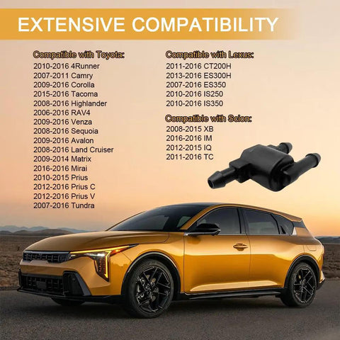 Extensive compatibility of Three Way Wiper Spray Jet Nozzle Connector Kit With Check Valve For Toyota Scion Lexus shown with car