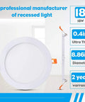 8 Inch LED Recessed Light With Junction Box, 8 Pack Ultra Thin Canless Wafer Downlight, 6000K Daylight, 18W, non dimmable