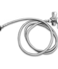 Top Notch Premium Stainless Steel Bidet Sprayer Kit With Hot And Cold Mixing Valve, stainless hose and brass valve, on white background