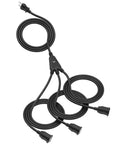 Outdoor Extension Cord With 1 To 3 Splitter Outlets, 25 Ft Waterproof Power Cord With Safety Cover, 16 AWG, ETL Listed