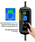 Heavy Duty Portable EV Charger Delivering Smooth Juice To Your Rig With Type Two Connector showing LED display and adjustment button.