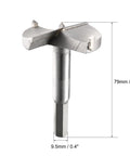 Forstner drill bit, tungsten carbide, gray, front view for wood drilling