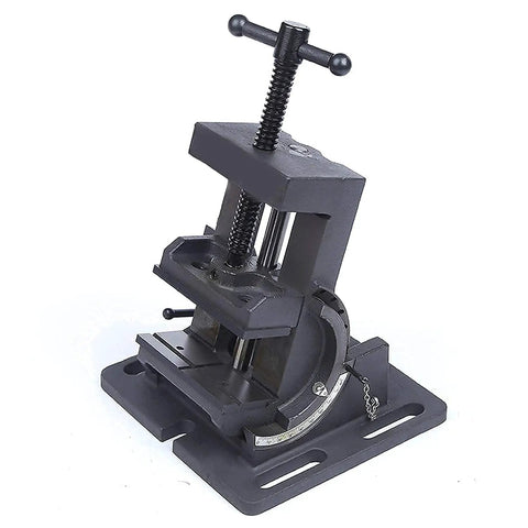 Beefy 4 Inch Angle Drill Press Vise With Cradle Style Tilting Jaw, Benchtop Industrial Strength Drill Clamp Vice, 4 Inch Jaw Width, 4 Inch Jaw Opening, 1-1/2 Inch Jaw Depth, Built For Precise Metalworking