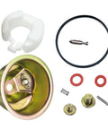 GX120 GX160 GX200 Carburetor Rebuild Kit With Chamber Float Bowl Gasket Needle Valve Spring Pin Screws And Washers Replacement Kit Built With Pro Grade Durable Aluminum Stainless Steel And Rubber Parts For Easy No Fuss Plug And Play Tuning, parts laid out on white