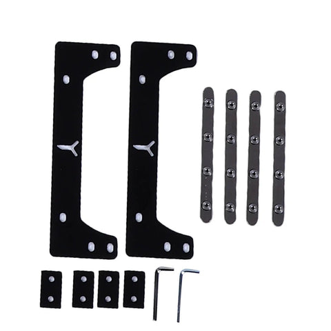 Router Sled Kit With Precise Aluminum Guide Rail components including brackets, rails, and hex keys for woodworking projects.