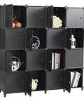 16 Cube Storage Organizer With Doors DIY Modular Book Shelf Cubby System For Living Room, Bedroom, And Office