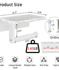 Toilet Paper Holder With Marble Shelf And 304 Stainless Steel Wall Mount For Bathroom White Sleek Modern Look dimensions