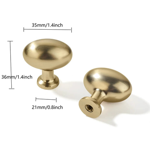 Ten Pack 1 3 Eighths Inch Champagne Bronze Cabinet Knobs Egg Shaped Satin Brass Oval Drawer Hardware Zinc Dresser Pulls For Kitchen Cabinets And Dressers With Durable Zinc Alloy Construction And Sleek Satin Finish, 35mm x 36mm