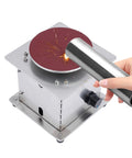 Turn Up The Heat With This Badass Mini Disc Sander Featuring A 200W Copper Motor Cranking Out 6000RPM To Smooth Polish Wood Metal Plastic And Sharpen Scissors With Belt Disc Options And Smooth Knob Control, showing sparks from operation.